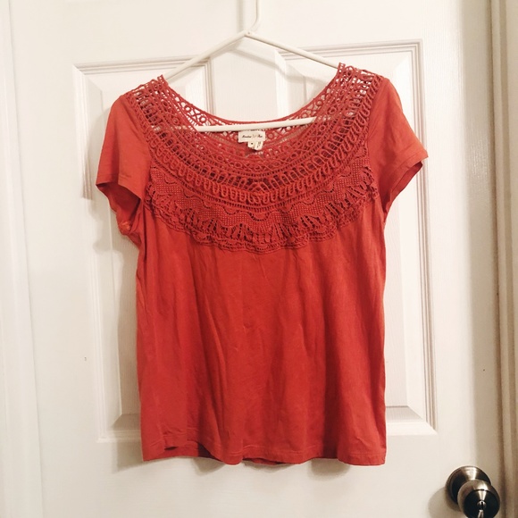 Anthropologie Meadow Rue Coral Crochet Medium Top - Picture 2 of 4